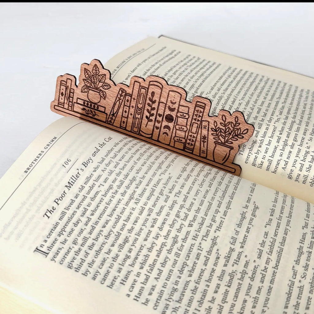 Wooden Bookshelf Bookmark