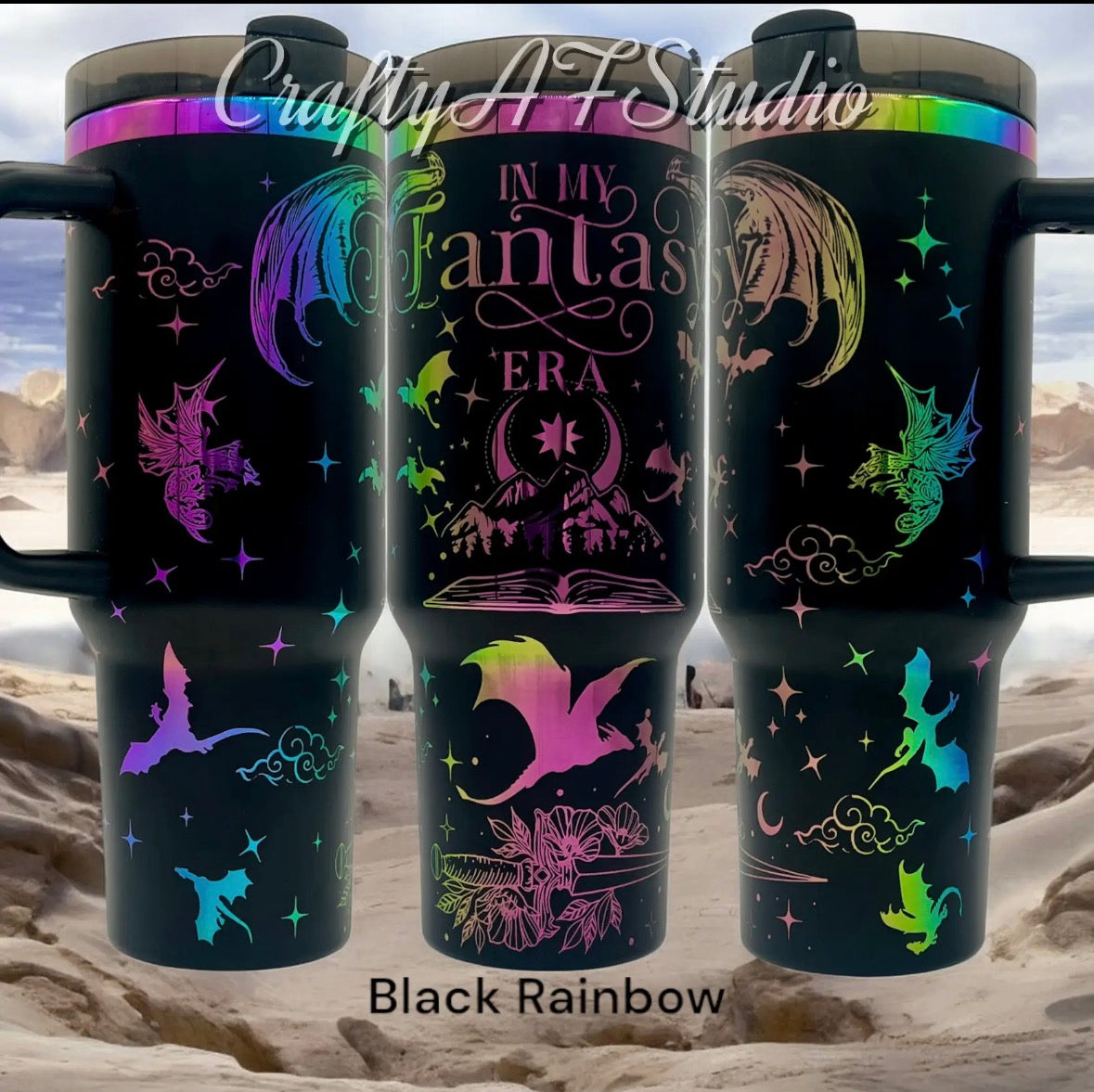 40oz  In My Fantasy Era Tumbler- Black/Rainbow