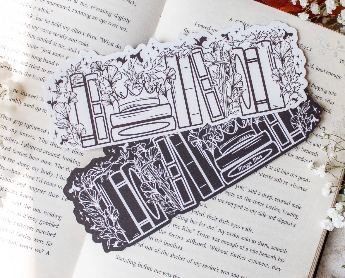Double Sided Black and White Bookshelf Bookmark