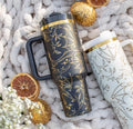 Engraved Gold Dragon Tumbler Black